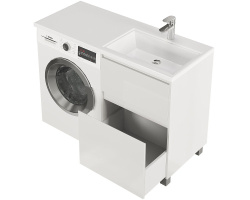 Заказать Тумба с раковиной Creto Cafor 120 R 19-W120R Белый глянец в магазине сантехники Santeh-Crystal.ru