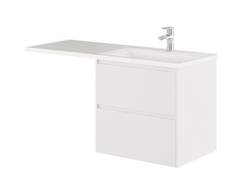 Заказать Тумба с раковиной Creto Cafor 130 R 19-W130R подвесная Белый глянец в магазине сантехники Santeh-Crystal.ru