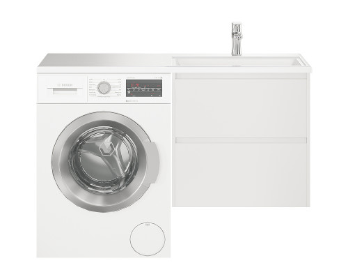 Заказать Тумба с раковиной Creto Cafor 130 R 19-W130R подвесная Белый глянец в магазине сантехники Santeh-Crystal.ru