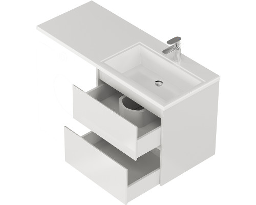Заказать Тумба с раковиной Creto Cafor 130 R 19-W130R подвесная Белый глянец в магазине сантехники Santeh-Crystal.ru