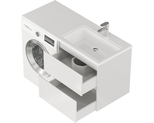 Заказать Тумба с раковиной Creto Cafor 130 R 19-W130R подвесная Белый глянец в магазине сантехники Santeh-Crystal.ru