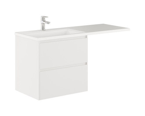 Приобрести Тумба с раковиной Creto Cafor 130 L 19-W130L подвесная Белый глянец в магазине сантехники Santeh-Crystal.ru