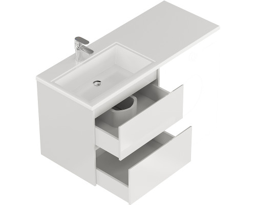 Приобрести Тумба с раковиной Creto Cafor 130 L 19-W130L подвесная Белый глянец в магазине сантехники Santeh-Crystal.ru