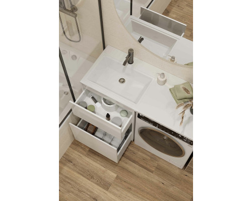 Приобрести Тумба с раковиной Creto Cafor 130 L 19-W130L подвесная Белый глянец в магазине сантехники Santeh-Crystal.ru