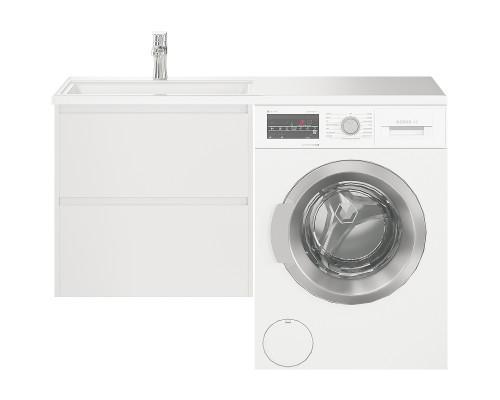 Приобрести Тумба с раковиной Creto Cafor 130 L 19-W130L подвесная Белый глянец в магазине сантехники Santeh-Crystal.ru