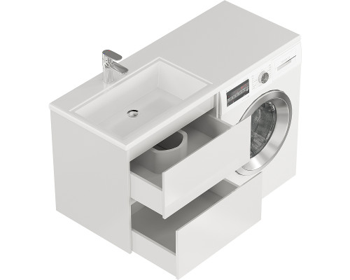 Приобрести Тумба с раковиной Creto Cafor 130 L 19-W130L подвесная Белый глянец в магазине сантехники Santeh-Crystal.ru