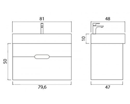Купить Тумба под раковину Creto Malibu 80 7-1078W подвесная Белая в магазине сантехники Santeh-Crystal.ru