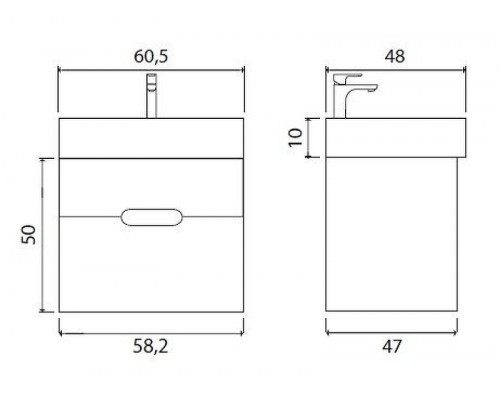 Купить Тумба под раковину Creto Malibu 60 7-1077CS подвесная Chocolate Soft в магазине сантехники Santeh-Crystal.ru