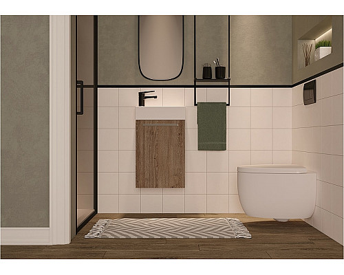 Заказать Тумба под раковину Creto Pollino 37 15-1418-1419TR подвесная Truffle в магазине сантехники Santeh-Crystal.ru