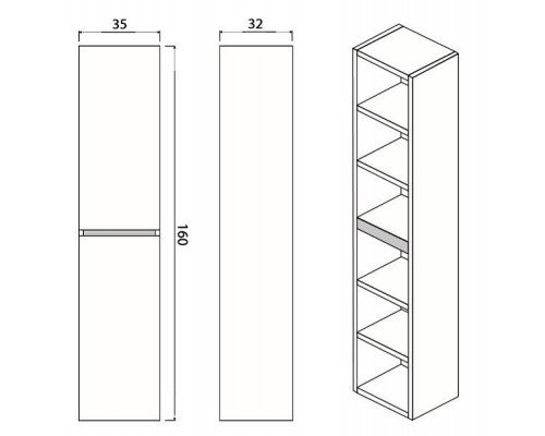 Приобрести Шкаф пенал Creto Scala 35 3-1035W подвесной White в магазине сантехники Santeh-Crystal.ru