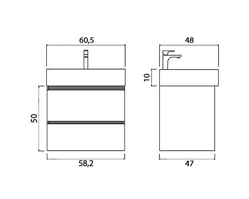 Купить Тумба под раковину Creto Scala 60 3-1077W подвесная Белая глянцевая в магазине сантехники Santeh-Crystal.ru