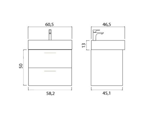 Приобрести Тумба под раковину Creto Tivoli 60 8-1376W подвесная Белая в магазине сантехники Santeh-Crystal.ru