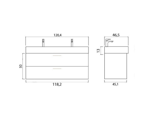 Заказать Тумба под раковину Creto Tivoli 120 8-1394BA подвесная Bamenda в магазине сантехники Santeh-Crystal.ru