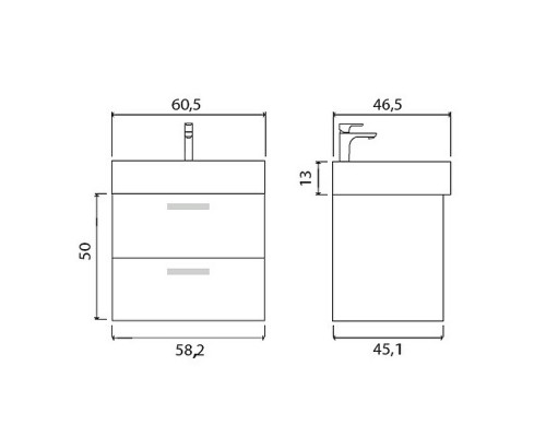 Заказать Тумба под раковину Creto Tivoli 60 8-1376BA подвесная Bamenda в магазине сантехники Santeh-Crystal.ru