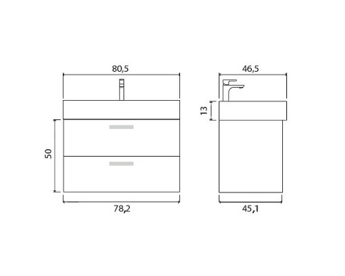 Купить Тумба под раковину Creto Tivoli 80 8-1377BA подвесная Bamenda в магазине сантехники Santeh-Crystal.ru