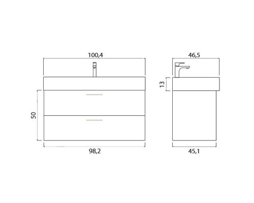 Купить Тумба под раковину Creto Tivoli 100 8-1378S подвесная Soft в магазине сантехники Santeh-Crystal.ru