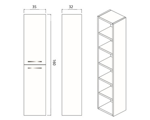 Заказать Шкаф пенал Creto Tivoli 35 50-1035W Белый в магазине сантехники Santeh-Crystal.ru