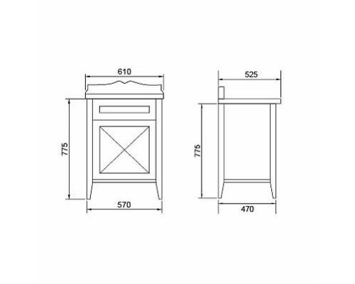 Купить Тумба под раковину Creto Vetra 60 15-3193NL Орех в магазине сантехники Santeh-Crystal.ru
