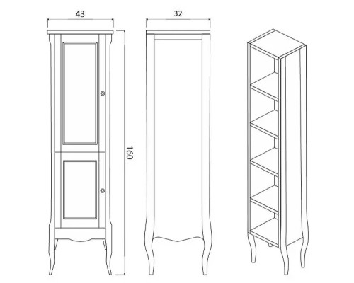 Приобрести Шкаф пенал Creto Viva 43 L 13-TPO Olivine в магазине сантехники Santeh-Crystal.ru