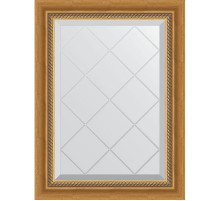Зеркало Evoform Exclusive-G 71х53 BY 4002 с гравировкой в багетной раме - Состаренное золото с плетением 70 мм