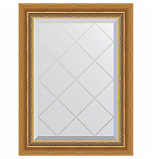 Зеркало Evoform Exclusive-G 71х53 BY 4002 с гравировкой в багетной раме - Состаренное золото с плетением 70 мм