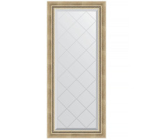 Зеркало Evoform Exclusive-G 123х53 BY 4046 с гравировкой в багетной раме - Состаренное серебро с плетением 70 мм