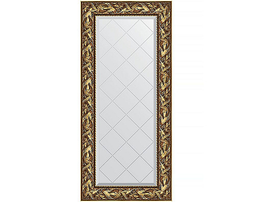 Приобрести Зеркало Evoform Exclusive-G 128х59 BY 4070 с гравировкой в багетной раме - Византия золото 99 мм в магазине сантехники Santeh-Crystal.ru