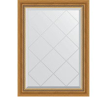 Зеркало Evoform Exclusive-G 86х63 BY 4088 с гравировкой в багетной раме - Состаренное золото с плетением 70 мм