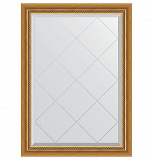 Зеркало Evoform Exclusive-G 101х73 BY 4174 с гравировкой в багетной раме - Состаренное золото с плетением 70 мм