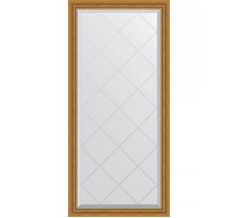 Зеркало Evoform Exclusive-G 135х73 BY 4260 с гравировкой в багетной раме - Состаренное золото с плетением 70 мм