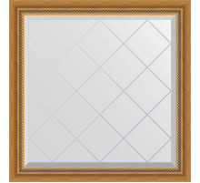 Зеркало Evoform Exclusive-G 83х83 BY 4303 с гравировкой в багетной раме - Состаренное золото с плетением 70 мм
