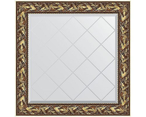 Приобрести Зеркало Evoform Exclusive-G 89х89 BY 4328 с гравировкой в багетной раме - Византия золото 99 мм в магазине сантехники Santeh-Crystal.ru