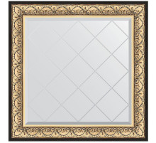 Зеркало Evoform Exclusive-G 90х90 BY 4337 с гравировкой в багетной раме - Барокко золото 106 мм