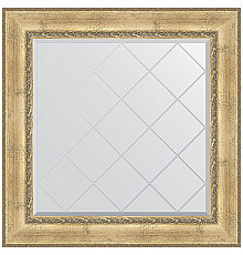 Зеркало Evoform Exclusive-G 92х92 BY 4342 с гравировкой в багетной раме - Состаренное серебро с орнаментом 120 мм