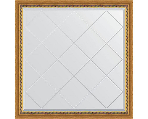 Купить Зеркало Evoform Exclusive-G 103х103 BY 4432 с гравировкой в багетной раме - Состаренное золото с плетением 70 мм в магазине сантехники Santeh-Crystal.ru