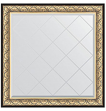 Зеркало Evoform Exclusive-G 110х110 BY 4466 с гравировкой в багетной раме - Барокко золото 106 мм