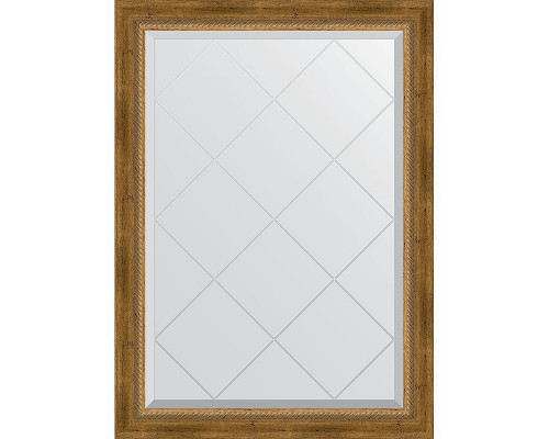 Приобрести Зеркало Evoform Exclusive-G 101х73 BY 4176 с гравировкой в багетной раме - Состаренная бронза с плетением 70 мм в магазине сантехники Santeh-Crystal.ru
