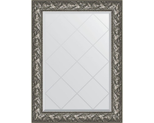 Приобрести Зеркало Evoform Exclusive-G 106х79 BY 4200 с гравировкой в багетной раме - Византия серебро 99 мм в магазине сантехники Santeh-Crystal.ru