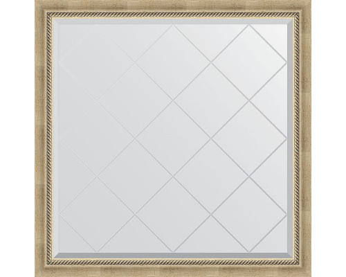 Заказать Зеркало Evoform Exclusive-G 103х103 BY 4433 с гравировкой в багетной раме - Состаренное серебро с плетением 70 мм в магазине сантехники Santeh-Crystal.ru