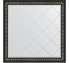Зеркало Evoform Exclusive-G 105х105 BY 4440 с гравировкой в багетной раме - Черный ардеко 81 мм