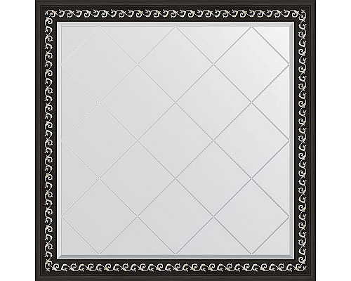 Заказать Зеркало Evoform Exclusive-G 105х105 BY 4440 с гравировкой в багетной раме - Черный ардеко 81 мм в магазине сантехники Santeh-Crystal.ru