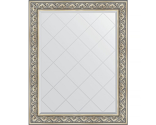 Купить Зеркало Evoform Exclusive-G 125х100 BY 4381 с гравировкой в багетной раме - Барокко серебро 106 мм в магазине сантехники Santeh-Crystal.ru