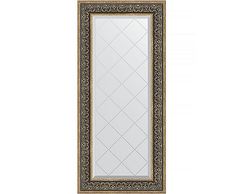 Приобрести Зеркало Evoform Exclusive-G 129х59 BY 4078 с гравировкой в багетной раме - Вензель серебряный 101 мм в магазине сантехники Santeh-Crystal.ru