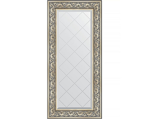 Приобрести Зеркало Evoform Exclusive-G 130х60 BY 4080 с гравировкой в багетной раме - Барокко серебро 106 мм в магазине сантехники Santeh-Crystal.ru