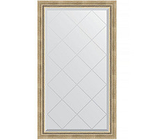 Зеркало Evoform Exclusive-G 128х73 BY 4218 с гравировкой в багетной раме - Состаренное серебро с плетением 70 мм