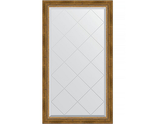 Приобрести Зеркало Evoform Exclusive-G 128х73 BY 4219 с гравировкой в багетной раме - Состаренная бронза с плетением 70 мм в магазине сантехники Santeh-Crystal.ru