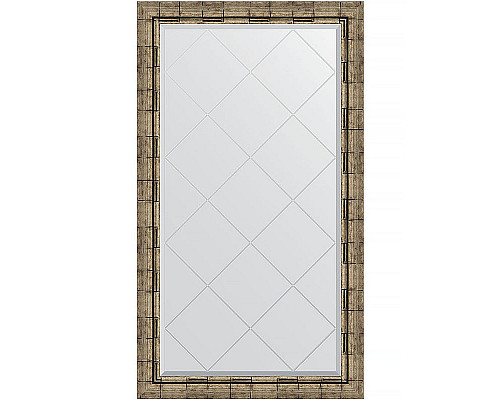 Приобрести Зеркало Evoform Exclusive-G 128х73 BY 4222 с гравировкой в багетной раме - Серебряный бамбук 73 мм в магазине сантехники Santeh-Crystal.ru
