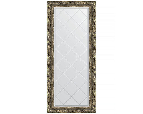 Приобрести Зеркало Evoform Exclusive-G 123х53 BY 4049 с гравировкой в багетной раме - Старое дерево с плетением 70 мм в магазине сантехники Santeh-Crystal.ru