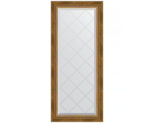 Приобрести Зеркало Evoform Exclusive-G 123х53 BY 4047 с гравировкой в багетной раме - Состаренная бронза с плетением 70 мм в магазине сантехники Santeh-Crystal.ru