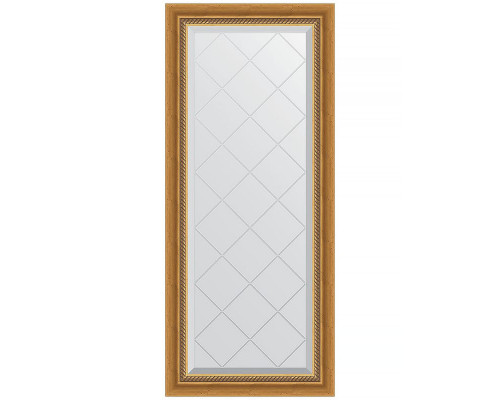 Купить Зеркало Evoform Exclusive-G 123х53 BY 4045 с гравировкой в багетной раме - Состаренное золото с плетением 70 мм в магазине сантехники Santeh-Crystal.ru